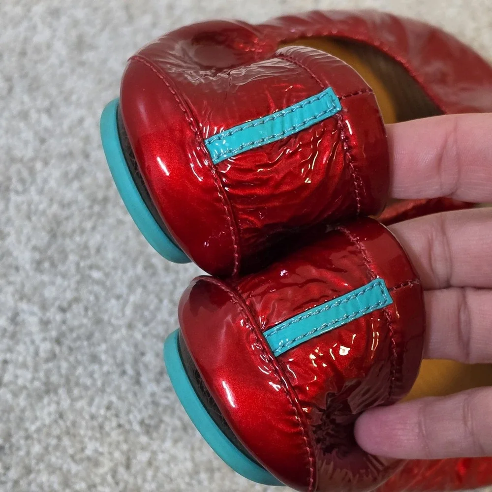 Tieks by Gavrieli Patent Leather ❤️ Red Diamond Flats Shoes Sz 7 Limited Edition